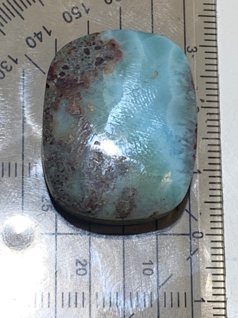 Larimar – Cabochon rectangulaire de 29 × 23 × 10 mm - 12,6 gr. - Nuances naturelles magnifiques, parfait pour bijoux raffinés, collectionneur passionné ou exposition