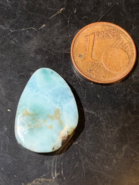 Larimar – Cabochon asymétrique de 20 × 14 × 5 mm - 2,3 gr. - Nuances naturelles magnifiques, parfait pour bijoux raffinés, collectionneur passionné ou exposition