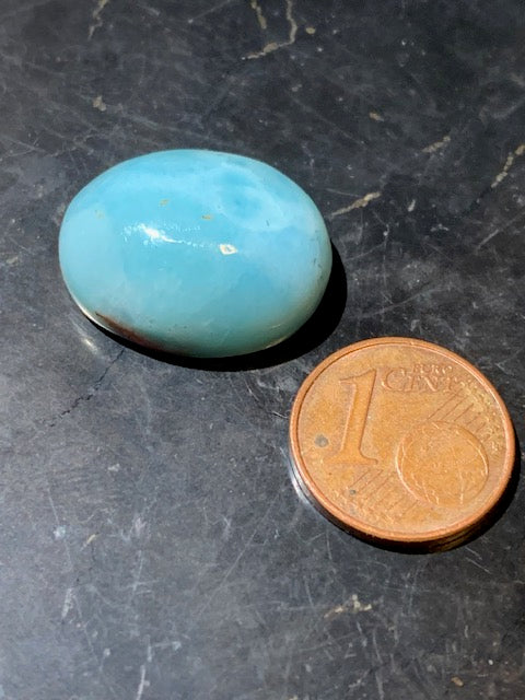 Larimar – Cabochon de forme ovale de 21 × 17 × 9 mm - 5 gr. - Nuances naturelles magnifiques, parfait pour bijoux raffinés, collectionneur passionné ou exposition