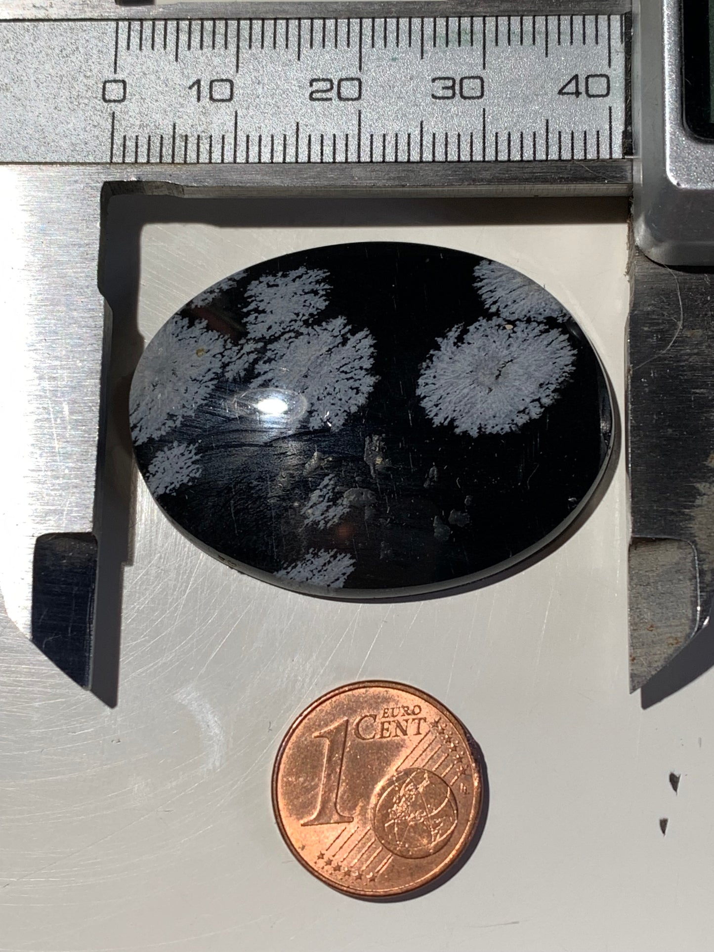 Obsidienne Neige – Cabochon de forme ovale de 40 × 30 × 5 mm - 8,2 gr. - Superbe pièce !