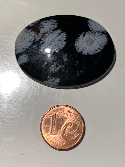 Obsidienne Neige – Cabochon de forme ovale de 40 × 30 × 5 mm - 8,2 gr. - Superbe pièce !