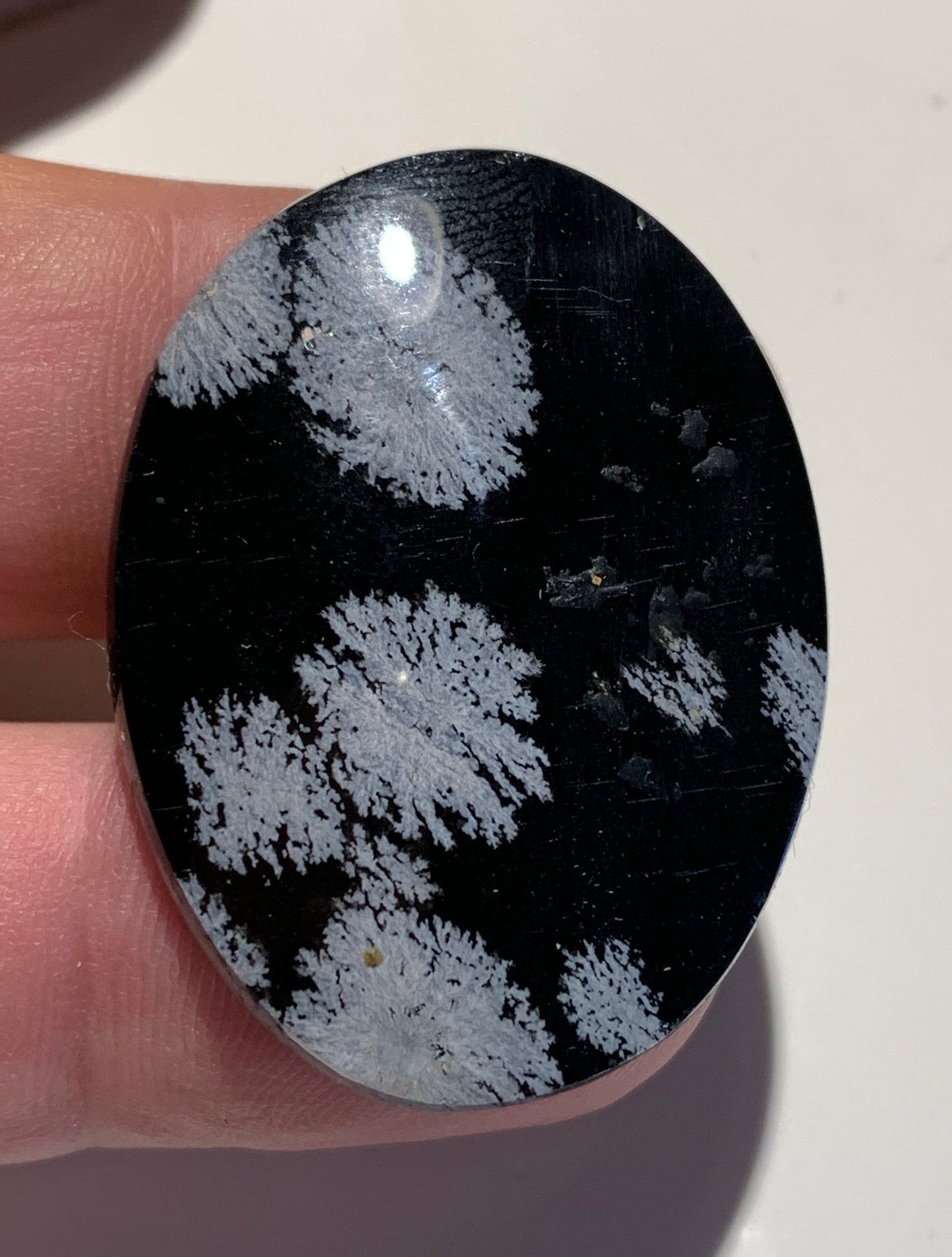 Obsidienne Neige – Cabochon de forme ovale de 40 × 30 × 5 mm - 8,2 gr. - Superbe pièce !