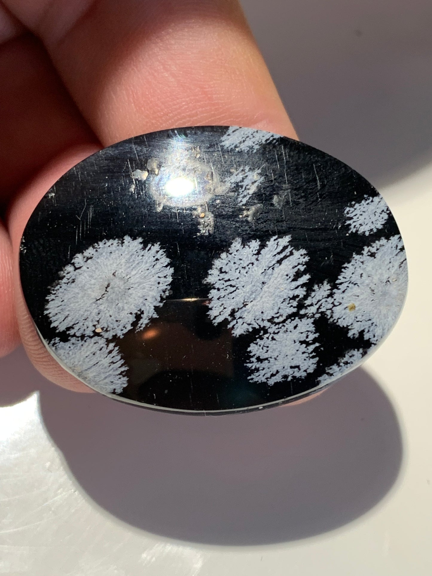 Obsidienne Neige – Cabochon de forme ovale de 40 × 30 × 5 mm - 8,2 gr. - Superbe pièce !
