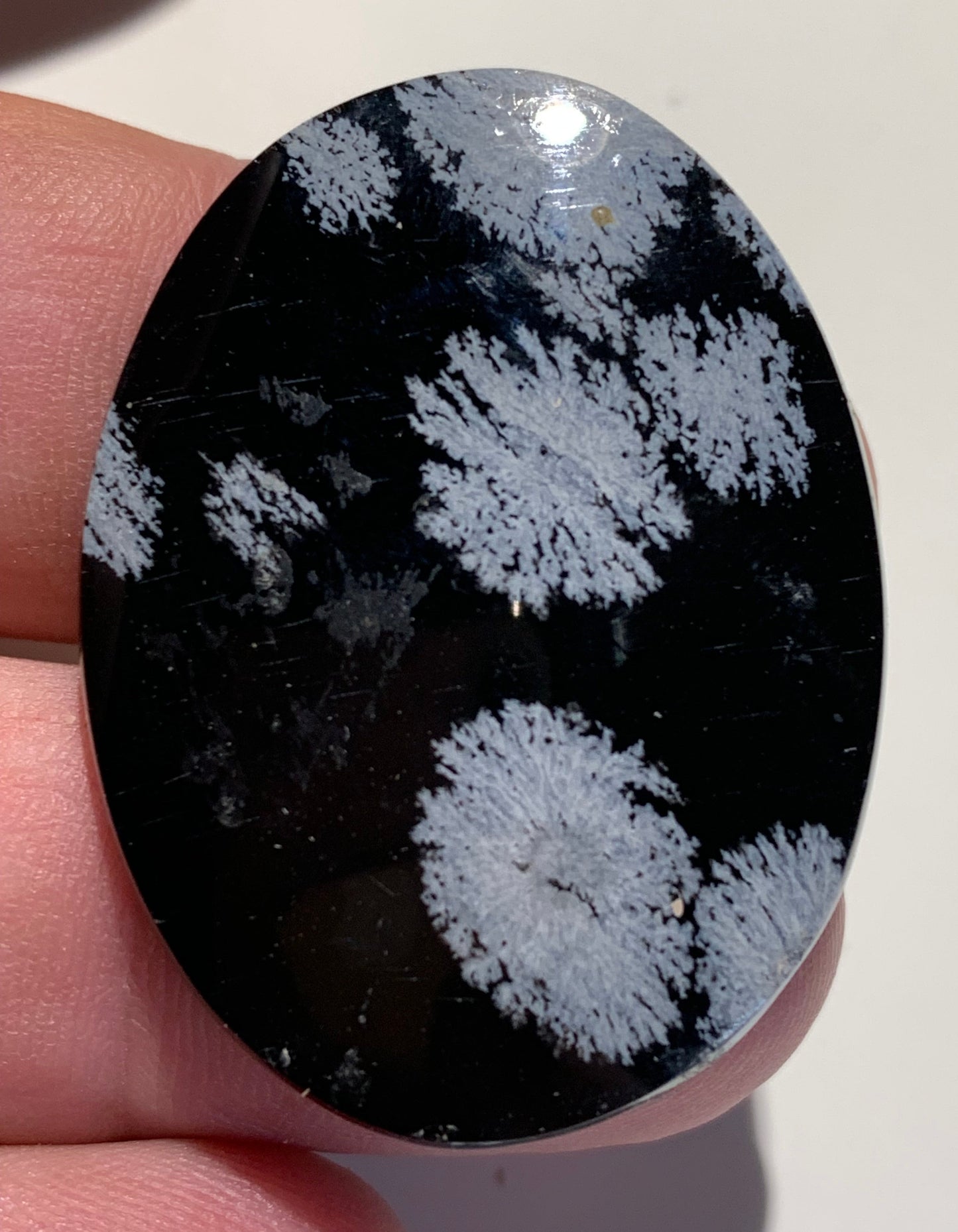 Obsidienne Neige – Cabochon de forme ovale de 40 × 30 × 5 mm - 8,2 gr. - Superbe pièce !