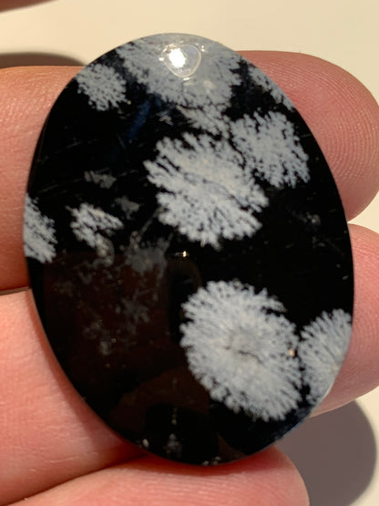 Obsidienne Neige – Cabochon de forme ovale de 40 × 30 × 5 mm - 8,2 gr. - Superbe pièce !