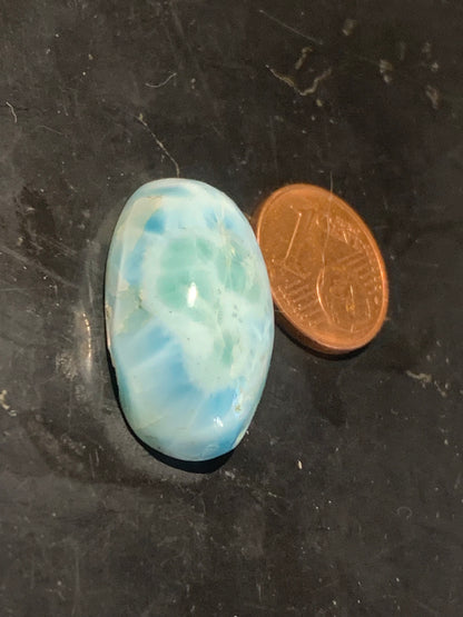 Larimar – Cabochon de forme ovale de 25 × 15 × 8 mm - 5,1 gr. - Nuances naturelles magnifiques, parfait pour bijoux raffinés, collectionneur passionné ou exposition
