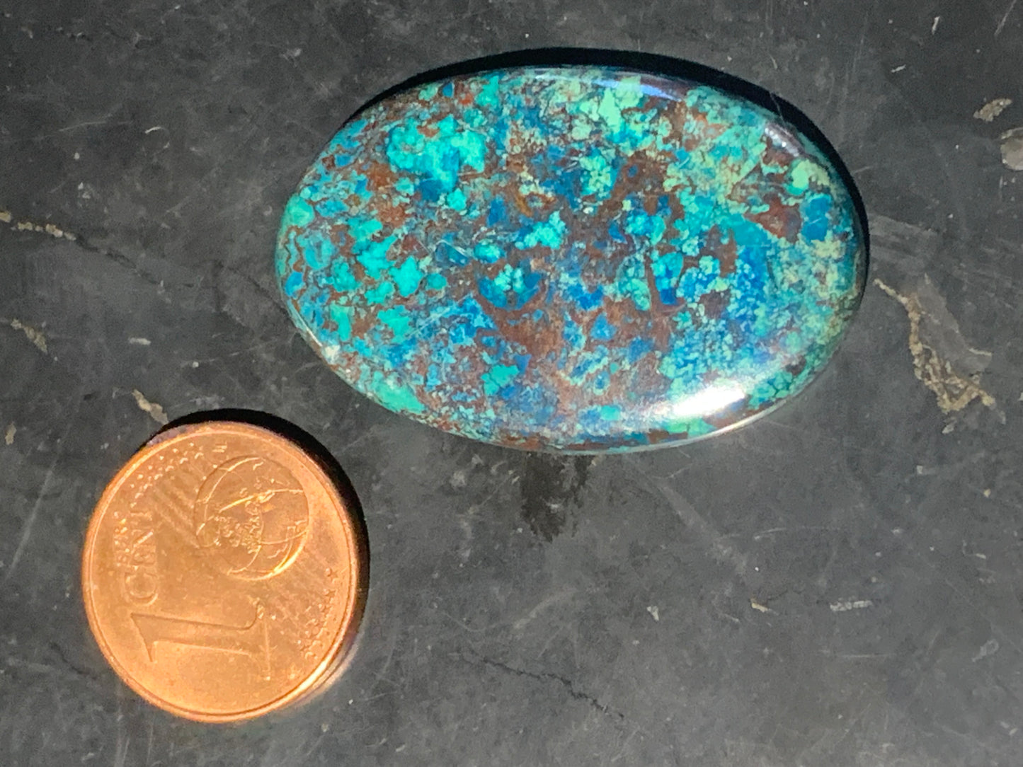 Chrysocolle – Cabochon de forme ovale de 32 × 20 × 5 mm - 5,1 gr. - Nuances naturelles magnifiques, parfait pour bijoux raffinés, collectionneur passionné ou exposition