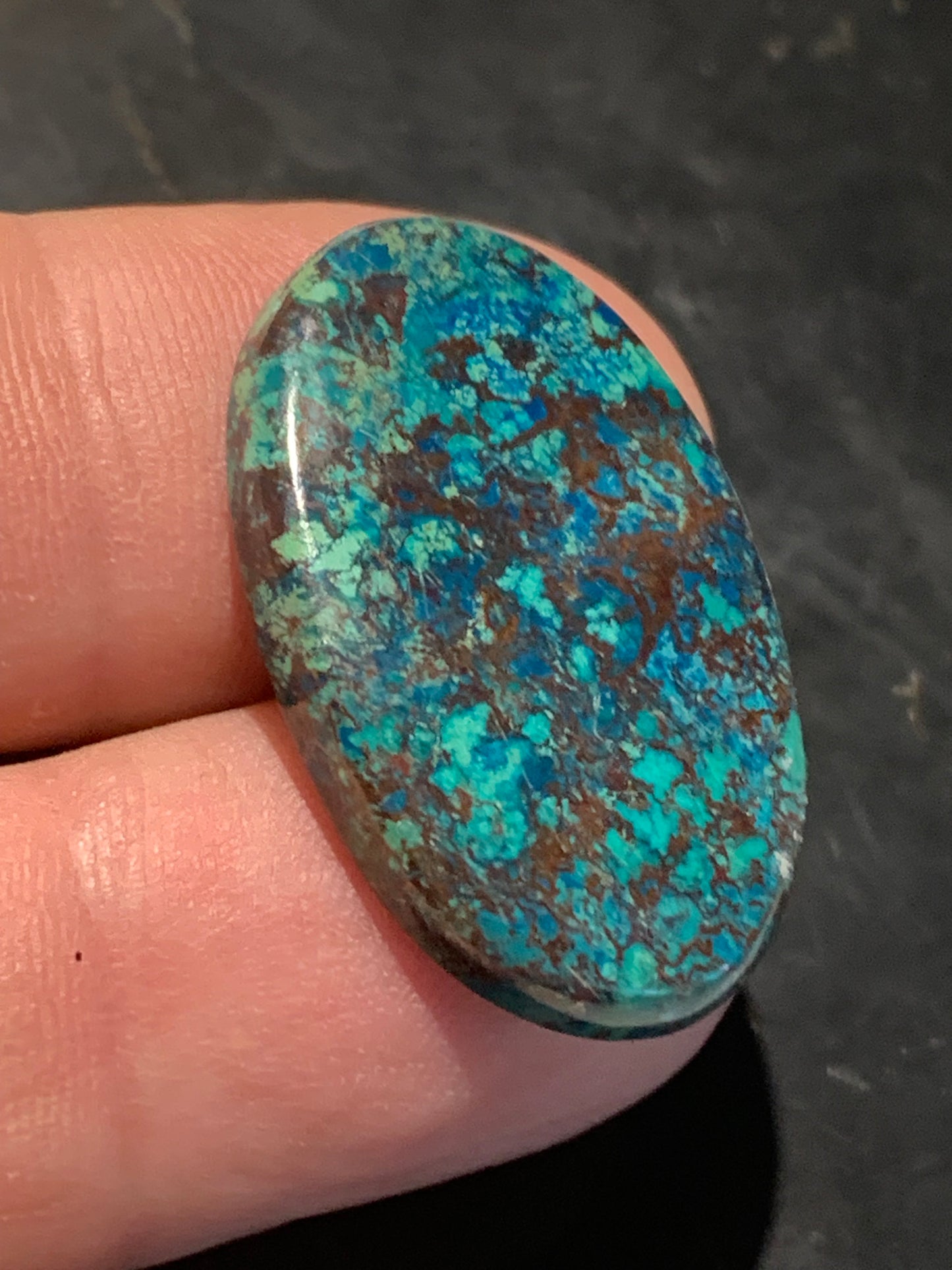 Chrysocolle – Cabochon de forme ovale de 32 × 20 × 5 mm - 5,1 gr. - Nuances naturelles magnifiques, parfait pour bijoux raffinés, collectionneur passionné ou exposition