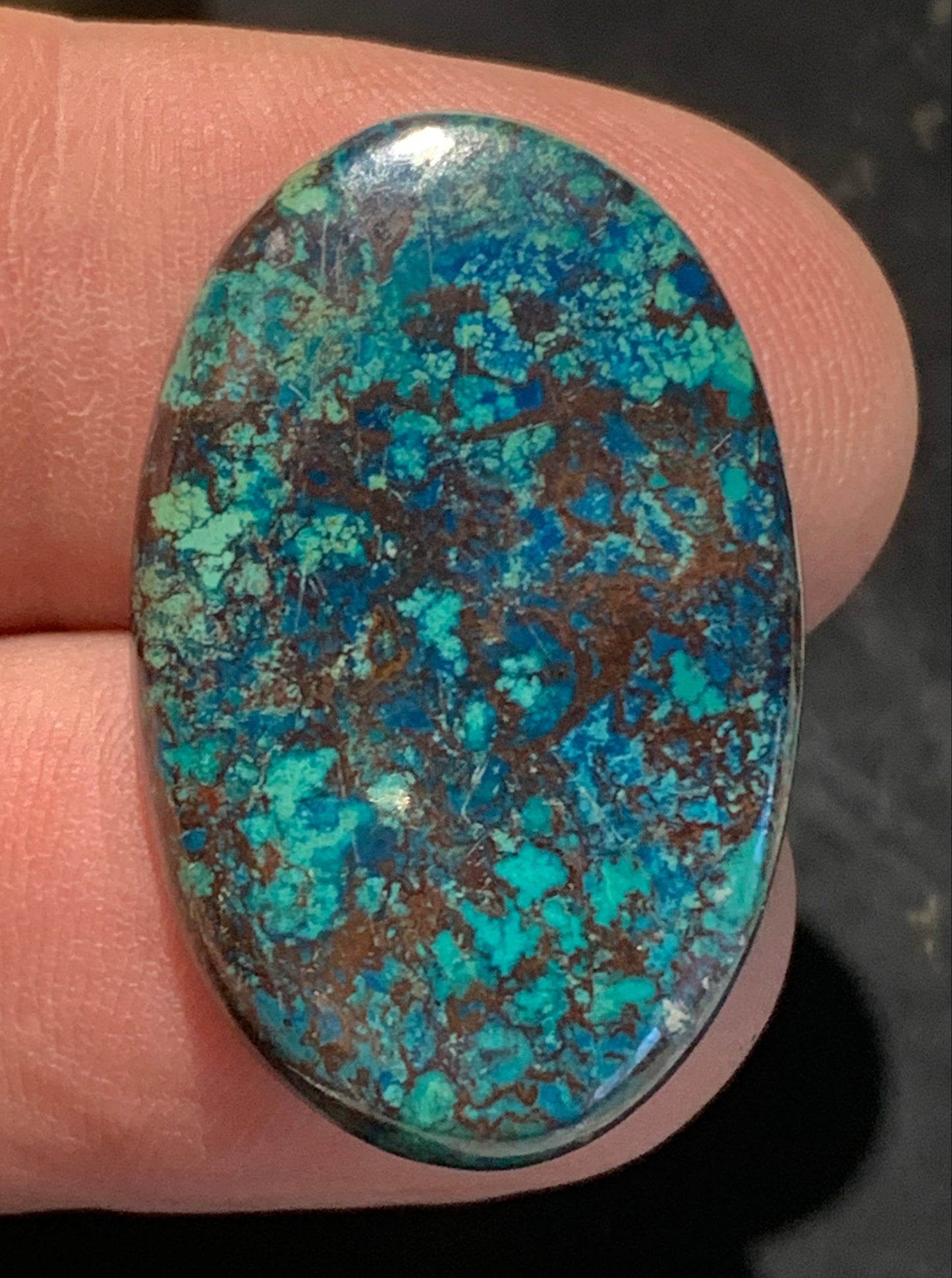 Chrysocolle – Cabochon de forme ovale de 32 × 20 × 5 mm - 5,1 gr. - Nuances naturelles magnifiques, parfait pour bijoux raffinés, collectionneur passionné ou exposition