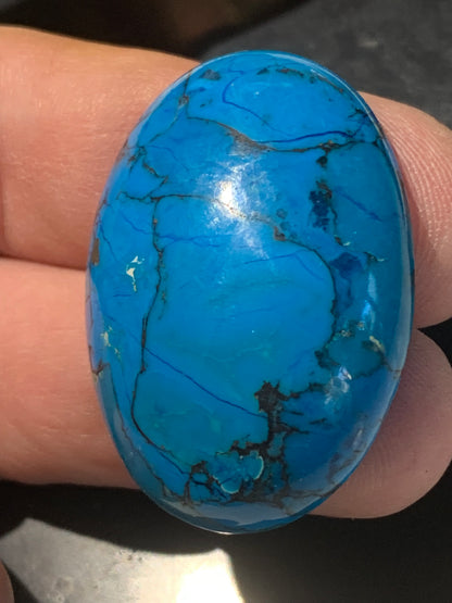 Turquoise D'Iran teintée, cabochon de forme ovale de 40 mm x 30 x 11 - 17,8 gr. - Parfait en bijouterie, collection, exposition...