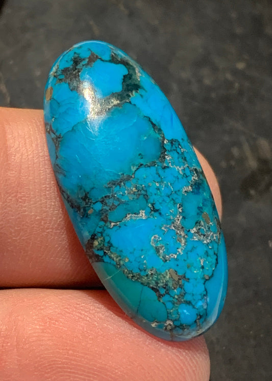 Turquoise D'Iran teintée, cabochon de forme ovale de 34 mm x 17 x 6 - 5 gr. - Parfait en bijouterie, collection, exposition...