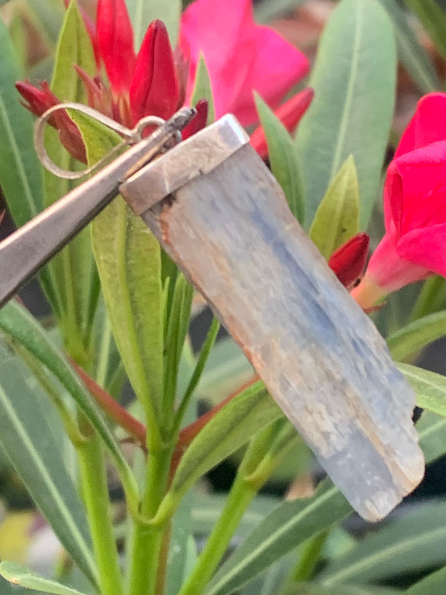 Cyanite disthène, pendentif de 60 millimètres x14x2. Vendu avec ou sans cordon noir et réglable de 60 cm !