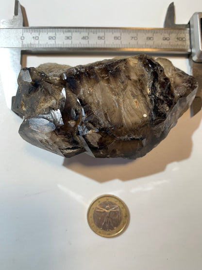 Quartz fumé (morion) à fenêtre ou quartz gwindel - Mont Blanc, France - 100 x 60 x 50 millimètres - 268,2 grammes !