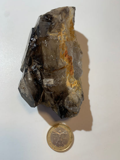 Quartz fumé (morion) à fenêtre ou quartz gwindel - Mont Blanc, France - 100 x 60 x 50 millimètres - 268,2 grammes !