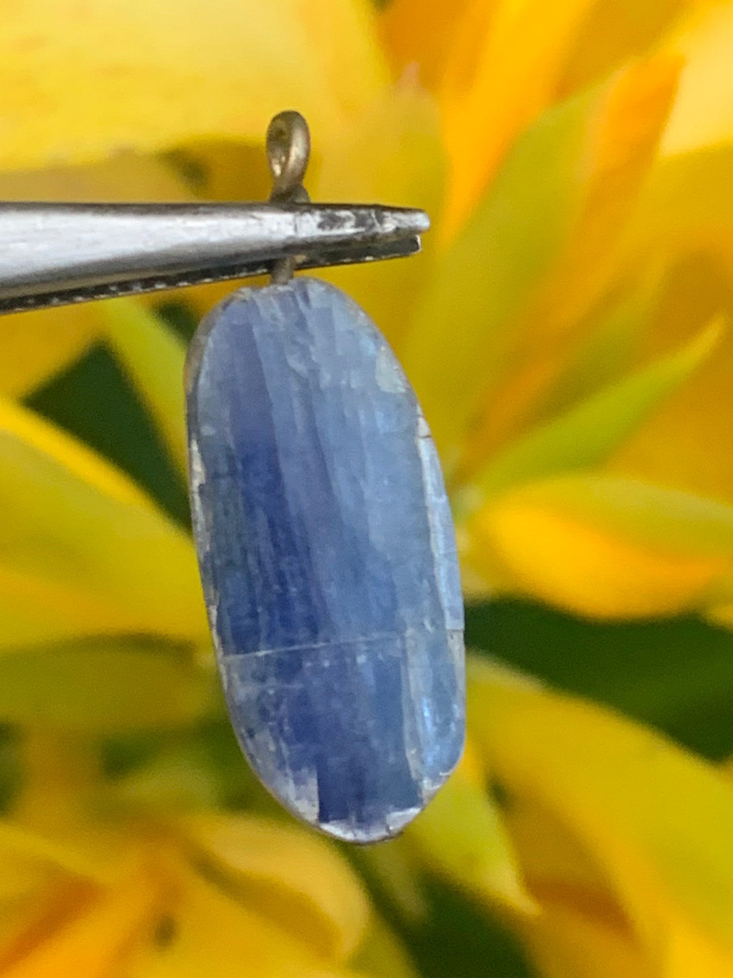 Cyanite disthène, pendentif de 25 millimètres x10x5. Vendu avec ou sans cordon noir et réglable de 60 cm !