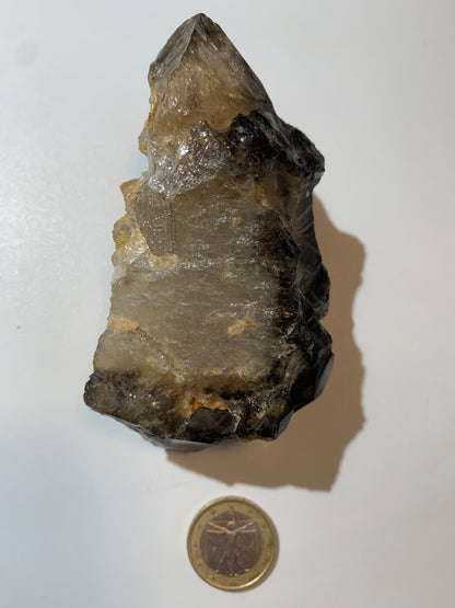 Quartz fumé (morion) à fenêtre ou quartz gwindel - Mont Blanc, France - 100 x 60 x 50 millimètres - 268,2 grammes !