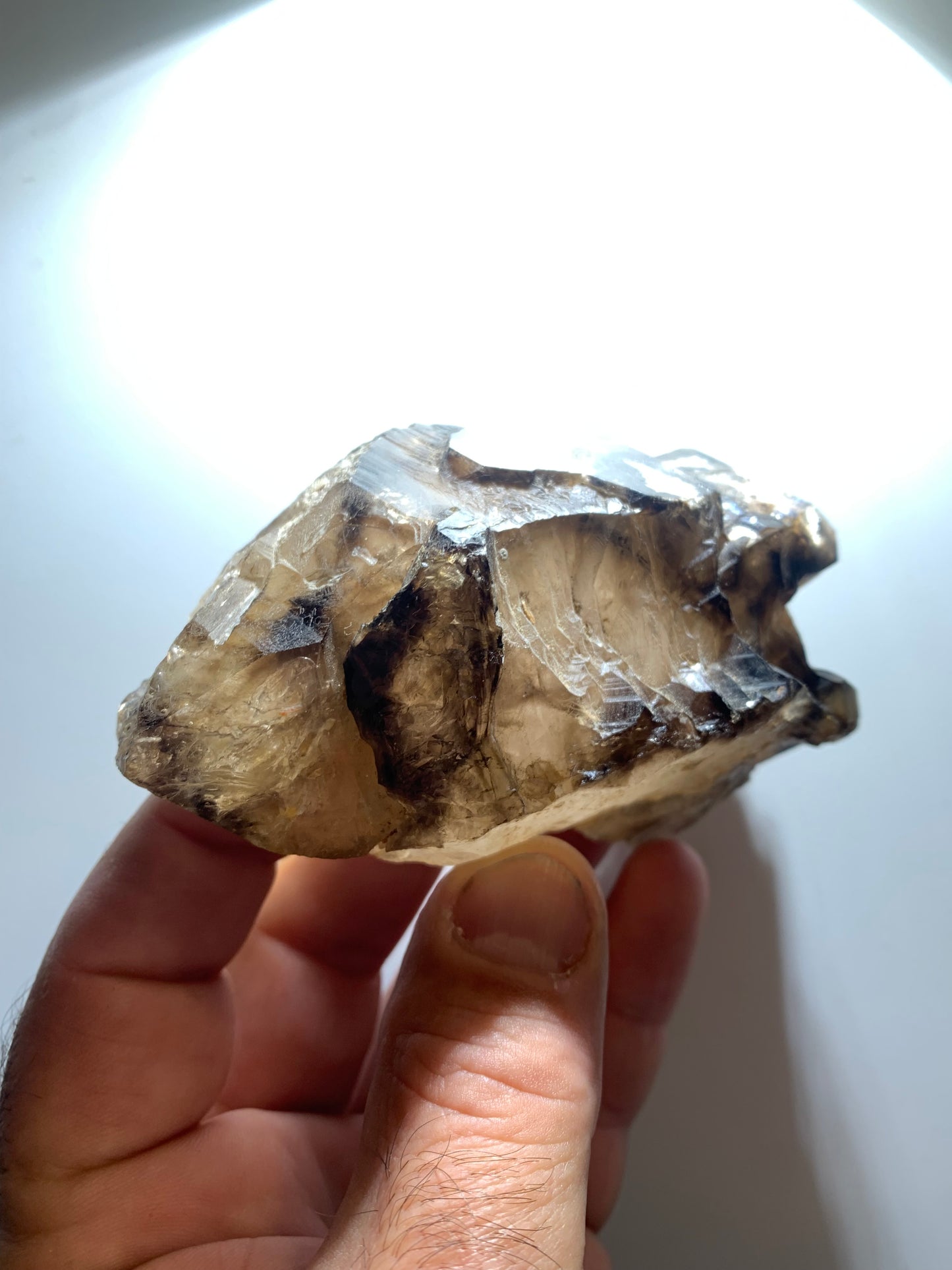 Quartz fumé (morion) à fenêtre ou quartz gwindel - Mont Blanc, France - 100 x 60 x 50 millimètres - 268,2 grammes !