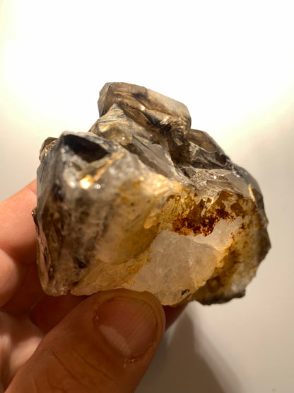 Quartz fumé (morion) à fenêtre ou quartz gwindel - Mont Blanc, France - 100 x 60 x 50 millimètres - 268,2 grammes !