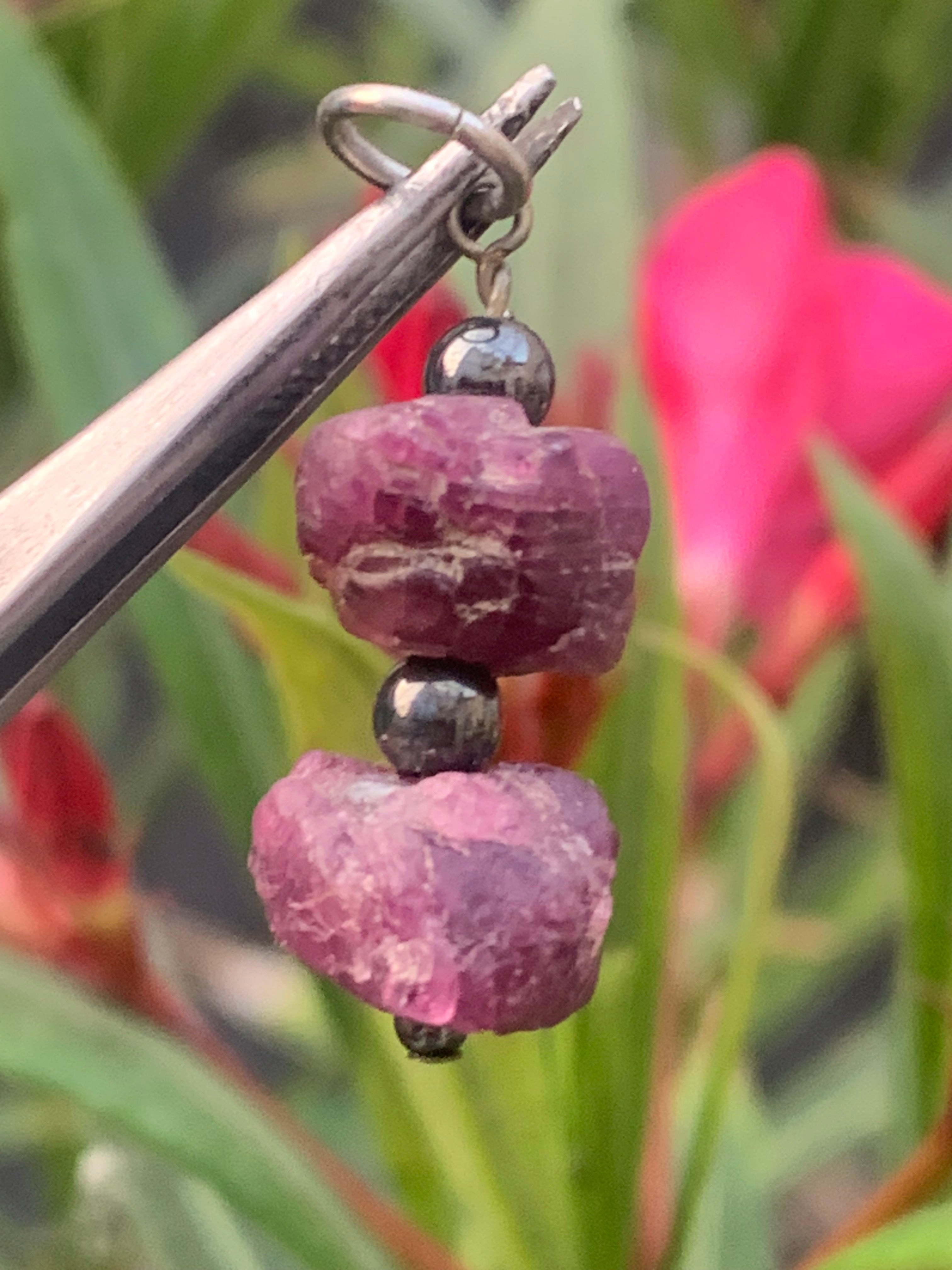 Ruby from India, natural corundum set by G & Z, 32 mm high x 12 mm x 1 ...