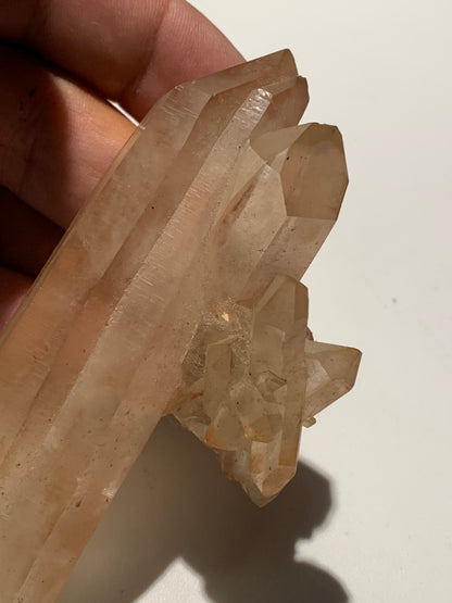 Cristal de roche - Pointe jumelée avec nid de cristaux - 104 L x 50 l x 32 mm - 134 grammes !