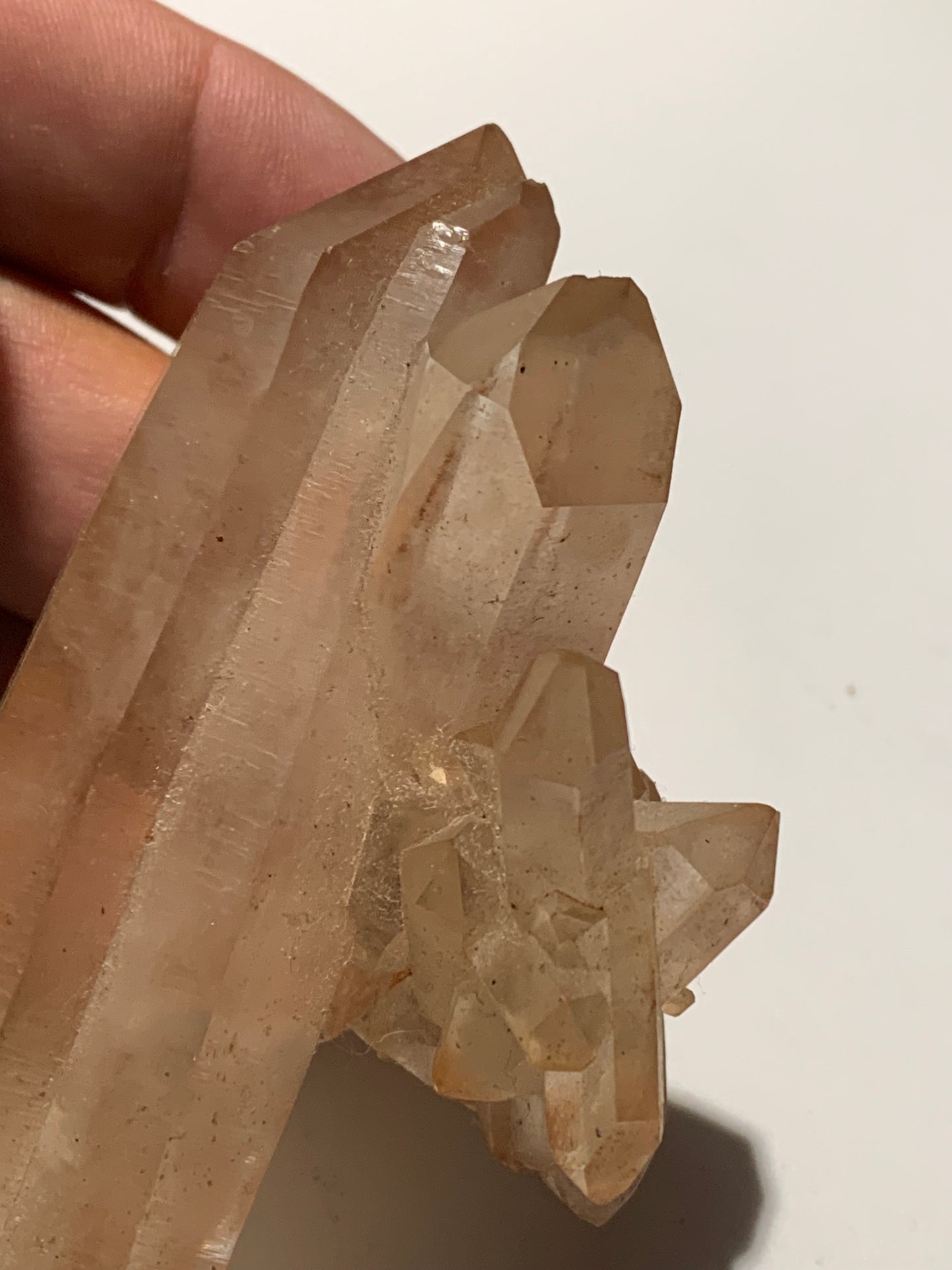 Cristal de roche - Pointe jumelée avec nid de cristaux - 104 L x 50 l x 32 mm - 134 grammes !