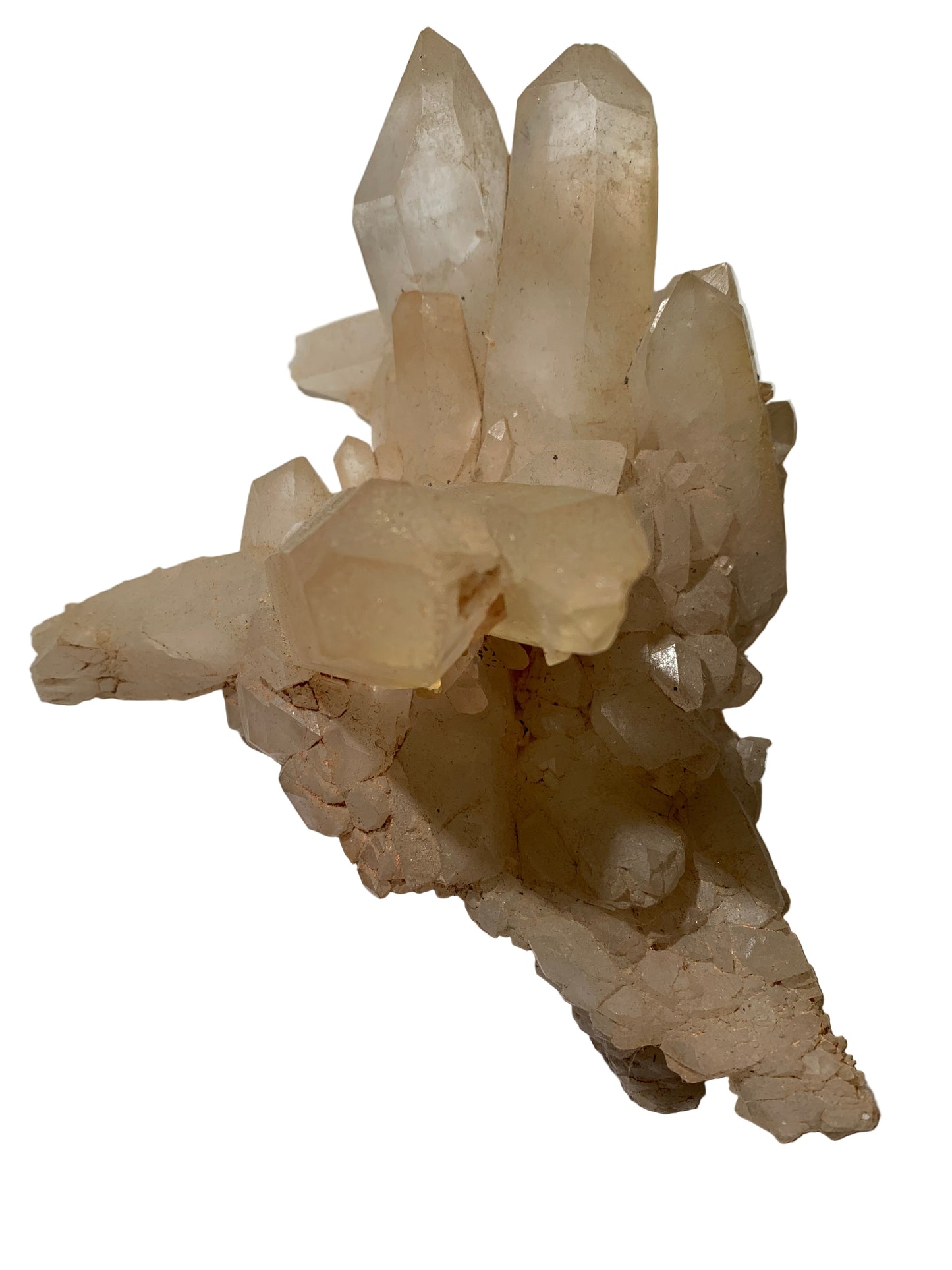 Cristal de roche - Amas de gros cristaux de 4 à 9 cm - 170 L x 130 l x 80 h mm - 541 grammes - Belle pièce !