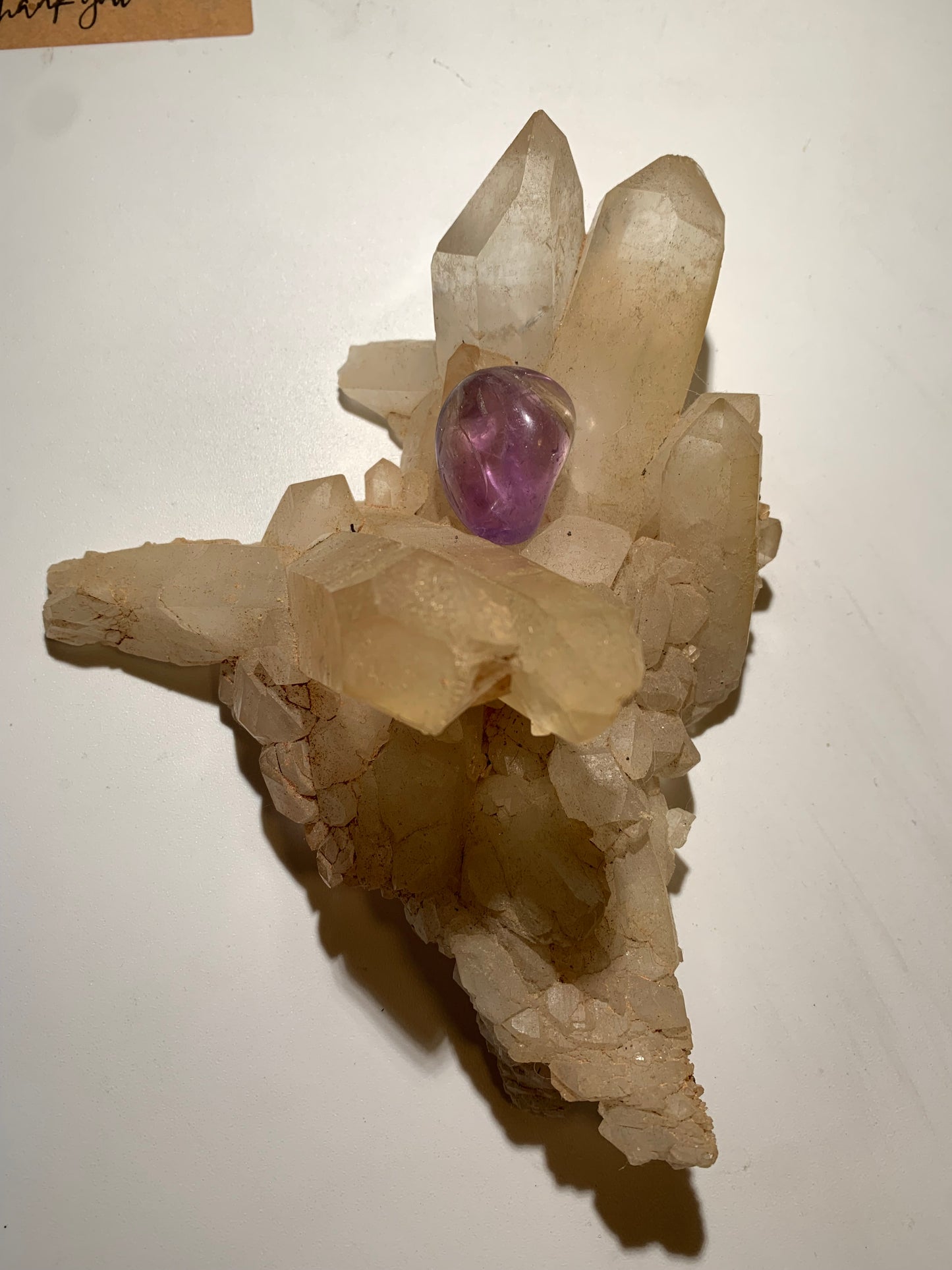 Cristal de roche - Amas de gros cristaux de 4 à 9 cm - 170 L x 130 l x 80 h mm - 541 grammes - Belle pièce !