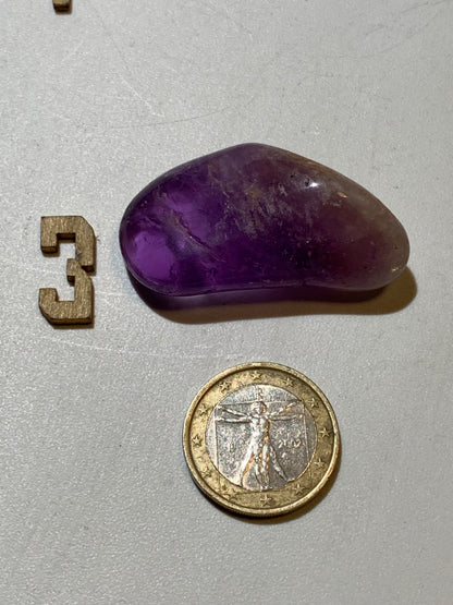 Améthyste – Pierres roulées à l'unité - ± 40 x 20 x 20 mm environ – De 11 à 28 g - parfait pour mettre dans les poches !