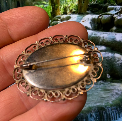 Broche en agate dentrique/ dentritique - 44 mm x 35 x 12 - 13,7 gr. - (Création par Serge le lapidaire)