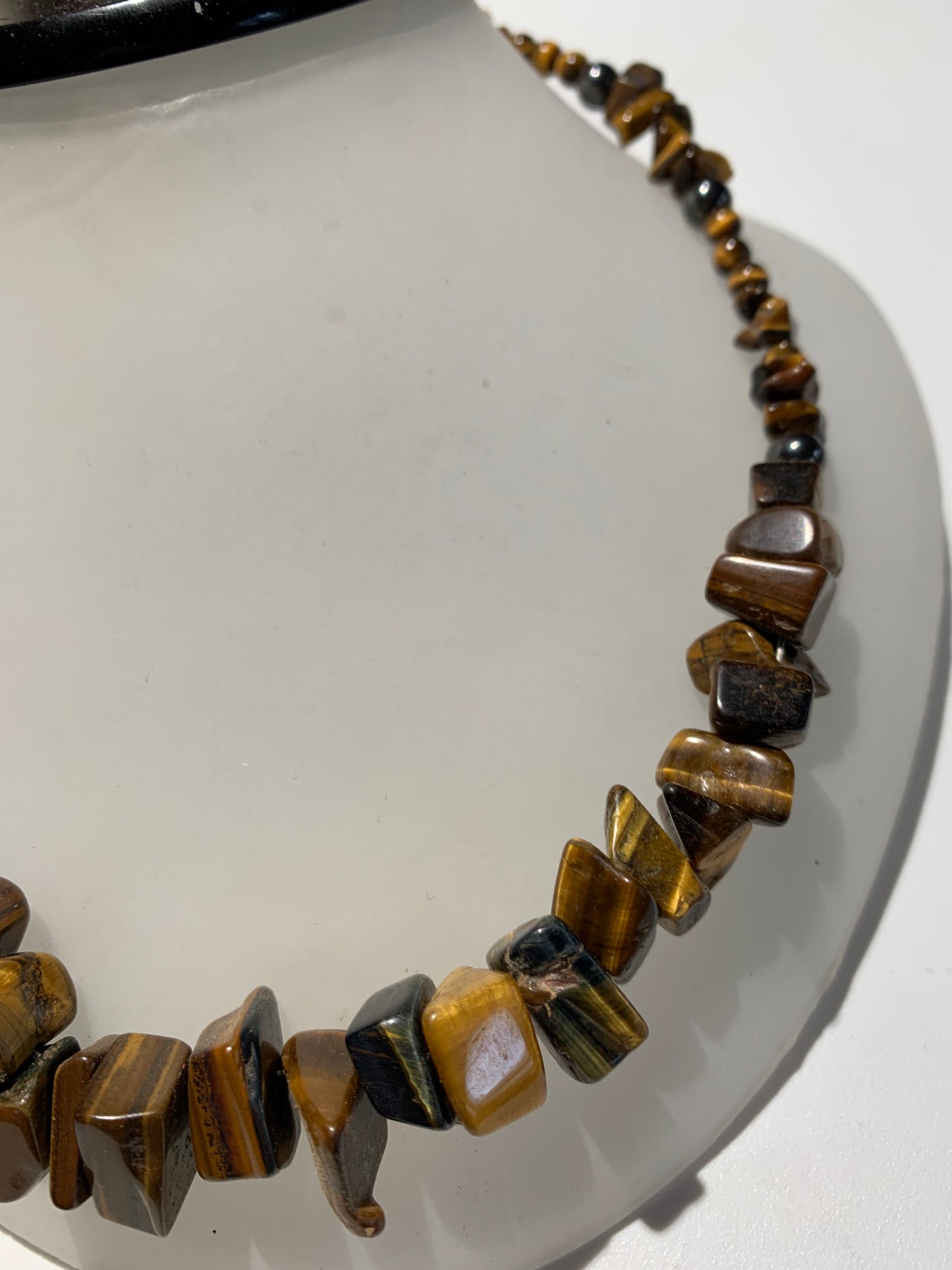 Collier créé par Zen Curiosity – Œil de tigre, perles baroques et rondes - Longueur 40 cm avec rajout de 9 cm - 3 finitions au choix
