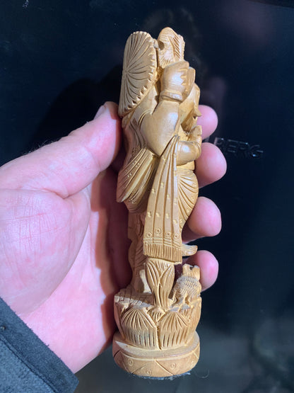 Statuette ancienne de Ganesh sculptée dans du bois de Santal - 15 cm de haut - 109,3 g . - Superbe pièce !