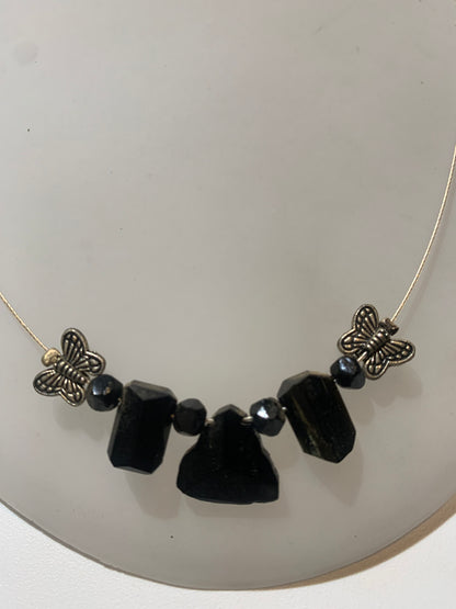 Pendentif/ Collier créé par Zen Curiosity, Tourmaline Noire - Longueur 44 cm - 3 finitions au choix