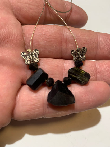 Pendentif/ Collier créé par Zen Curiosity, Tourmaline Noire - Longueur 44 cm - 3 finitions au choix