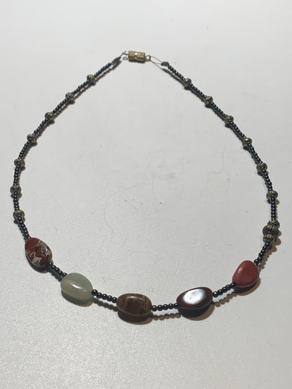 Collier créé par Zen Curiosity – Agate et hématite, perles gros grains et rondes - Longueur 44 cm - 3 finitions au choix