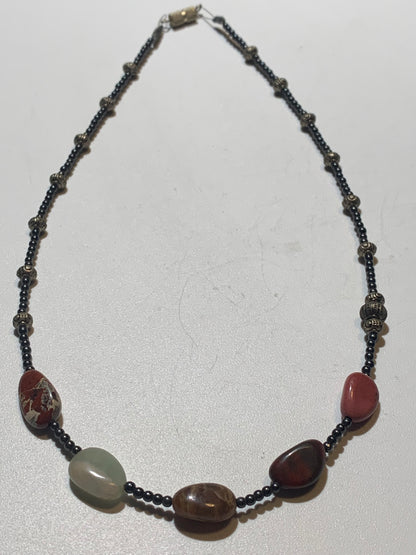Collier créé par Zen Curiosity – Agate et hématite, perles gros grains et rondes - Longueur 44 cm - 3 finitions au choix