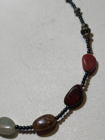 Collier créé par Zen Curiosity – Agate et hématite, perles gros grains et rondes - Longueur 44 cm - 3 finitions au choix