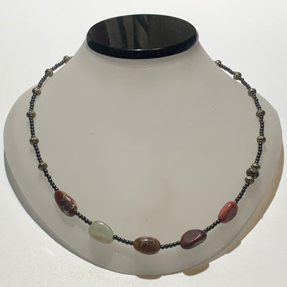 Collier créé par Zen Curiosity – Agate et hématite, perles gros grains et rondes - Longueur 44 cm - 3 finitions au choix