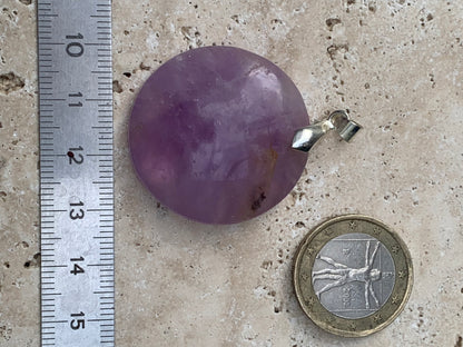 Améthyste, pendentif de 45mm de ht x 32 de largeur x 9 d'épaisseur. Vendu avec cordon réglable de couleur noire offert ! (Copie)