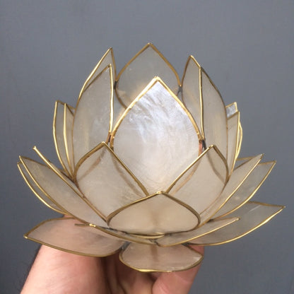 Bougeoirs “Lotus” en coquillage Capiz – 13,5x5,5 ou 15x10,5 cm – Couleurs sublimes et reflets incroyables !