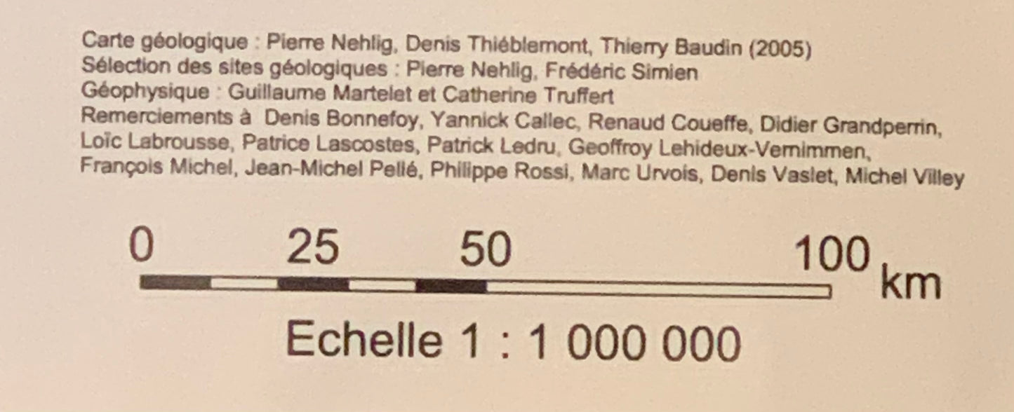 Carte géologique de la France par le BRGM - 1 : 1 000 000 éme avec guide d'explication - 1 x 1,50 m