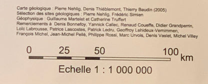 Carte géologique de la France par le BRGM - 1 : 1 000 000 éme avec guide d'explication - 1 x 1,50 m