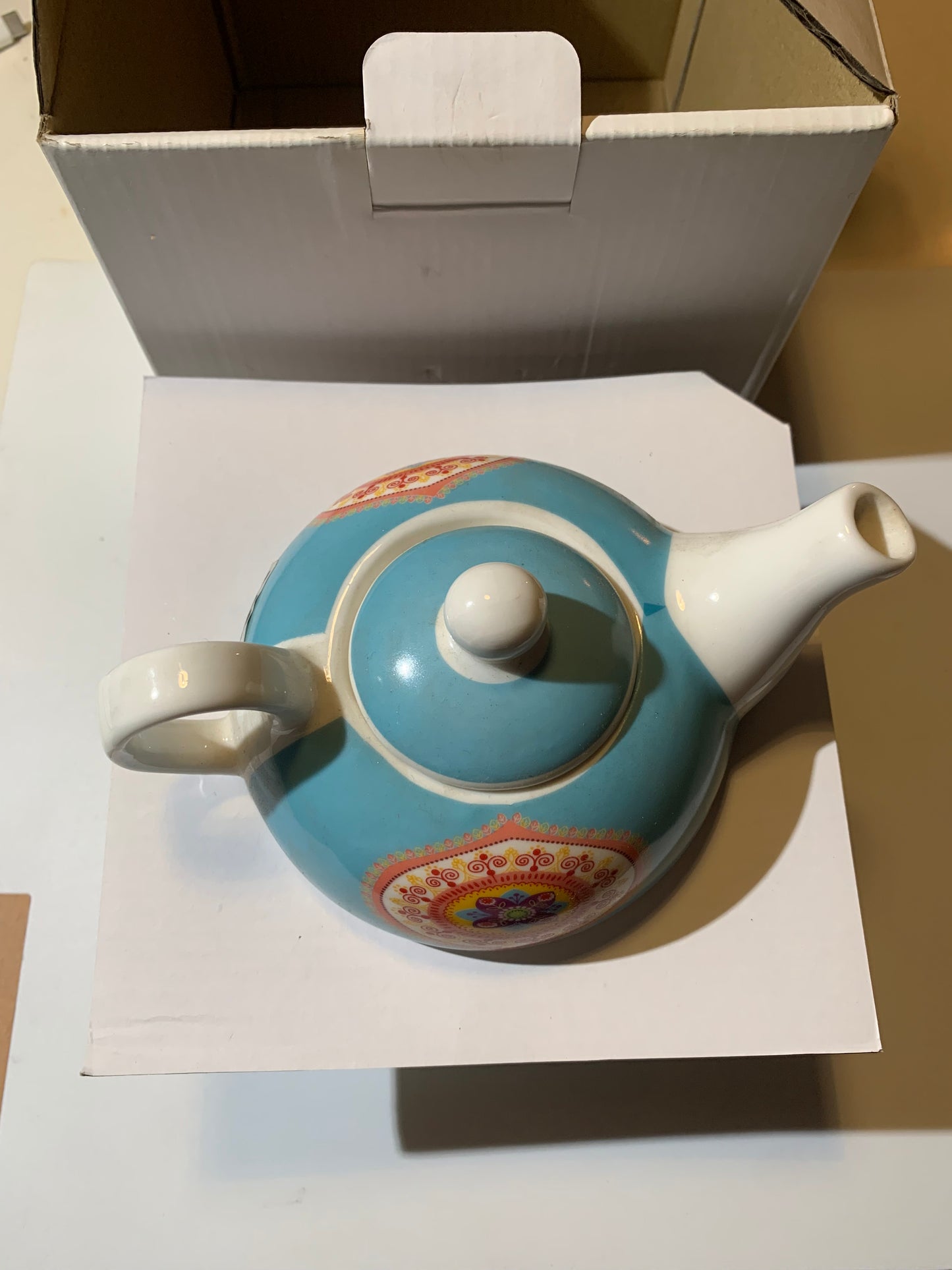 🫖 Two-in-one cup and teapot with saucer, a beautiful set decorated with a mandala. Made of Kaolin porcelain, 400 ml / cup: 320 ml