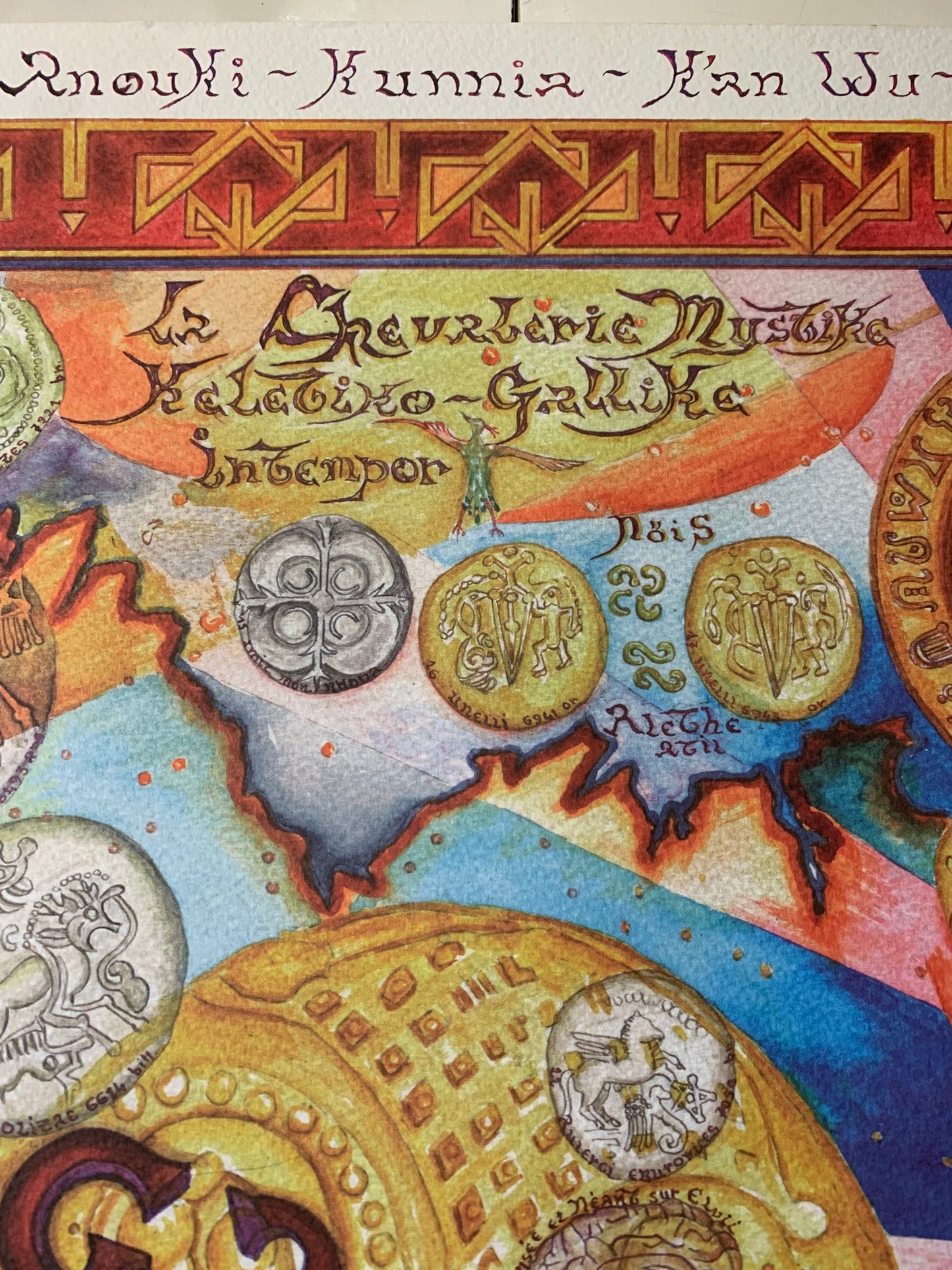 Dessin de la carte de Bretagne avec monnaie ancienne - 64 x 50 cm - Avec guide d'explication, suivant recherche de Mr Bouffaut