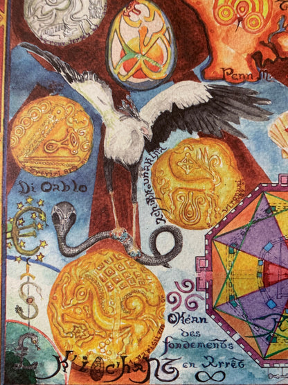 Dessin de la carte de Bretagne avec monnaie ancienne - 64 x 50 cm - Avec guide d'explication, suivant recherche de Mr Bouffaut