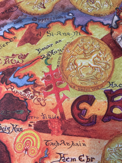 Dessin de la carte de Bretagne avec monnaie ancienne - 64 x 50 cm - Avec guide d'explication, suivant recherche de Mr Bouffaut