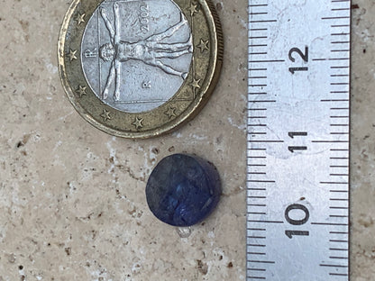 Cyanite disthène, cabochon de 10mm de diamètre x 5 - 4,5 carats. Parfait en bijouterie, collection, exposition...