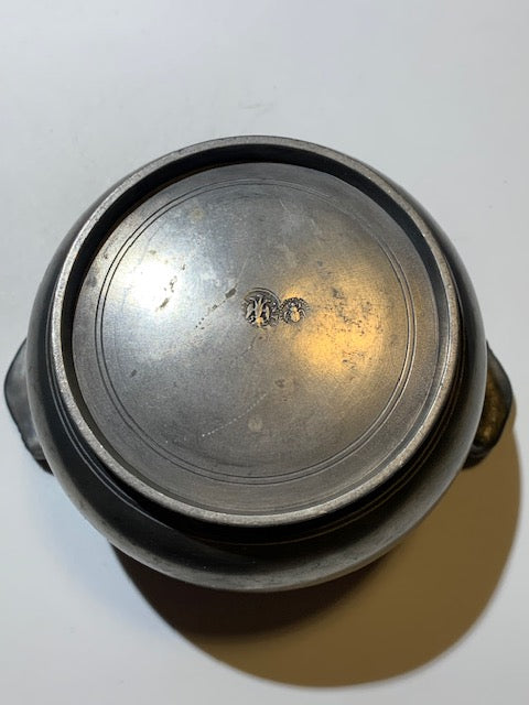 Petit pot ancien avec couvercle en étain, usage domestique ou apothicaire – 14 cm × 10 x 10 cm – 163,5 grammes