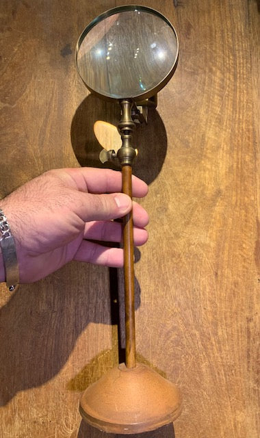 Bougeoir/ loupe réglable de 39 à 55 cm de haut - Fait en métal - 39x 10 cm - 732 gr.