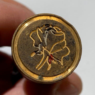 Timbre à sceller, cachet de Sceau de fleur avec tête en Laiton de 25 mm et Manche en Bois, mesurant 8 × 3 cm pour un poids de 38 g.