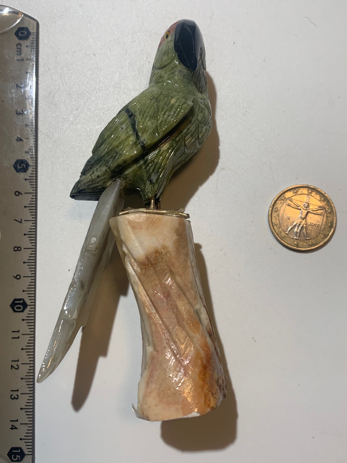 Statuette de Perroquet 'Amazone' Fait Main – Pièce Artisanale aux Très Belles Finitions, Objet Décoratif Unique et Élégant - 12 x 6 x 4 cm - 170,8 g